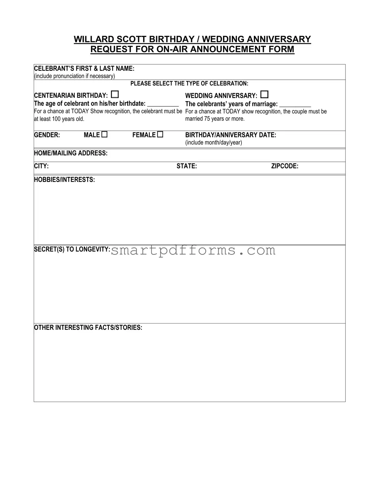 Blank 100Th Birthday PDF Template