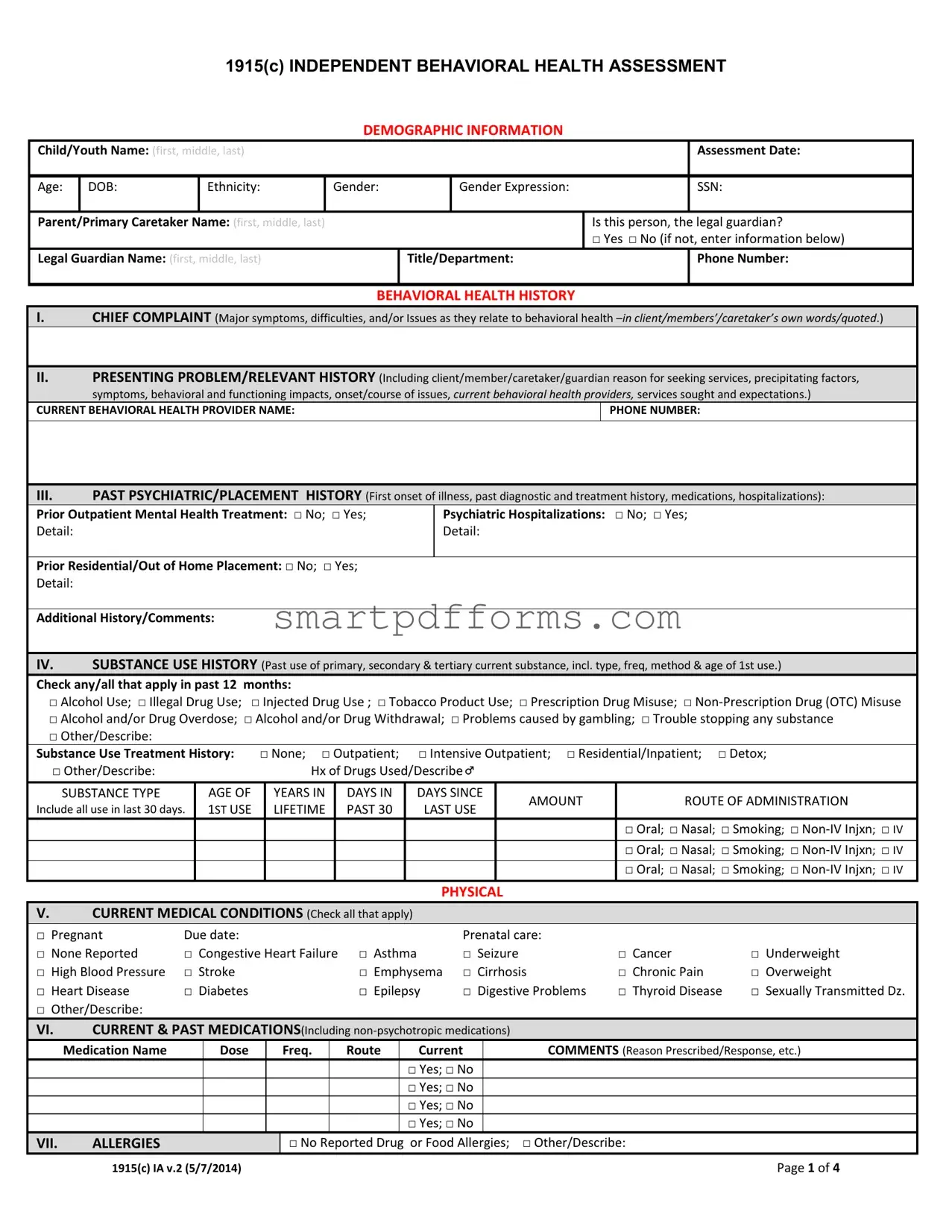 Blank 1915 C Assessment PDF Template