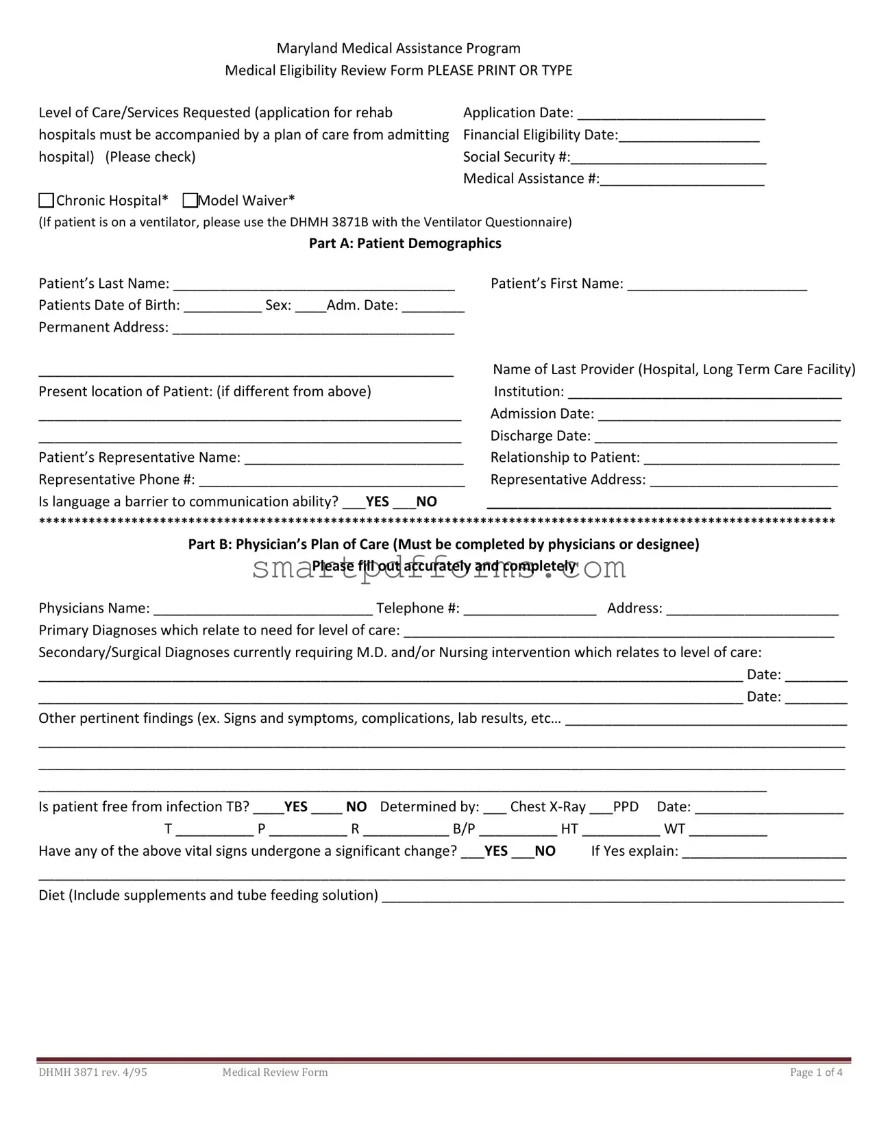 Blank 3871 Maryland Medicaid PDF Template