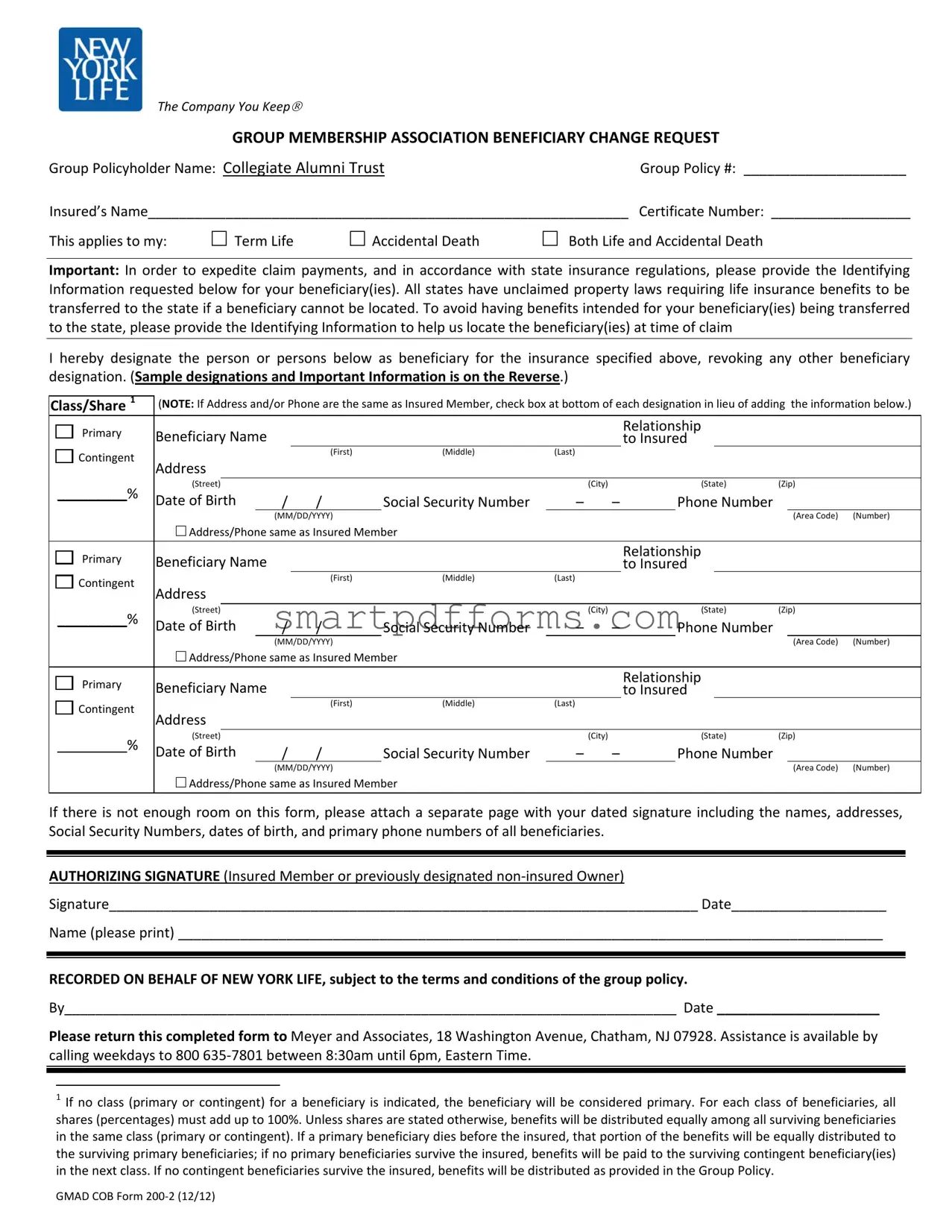 Blank Aarp Life Insurance PDF Template