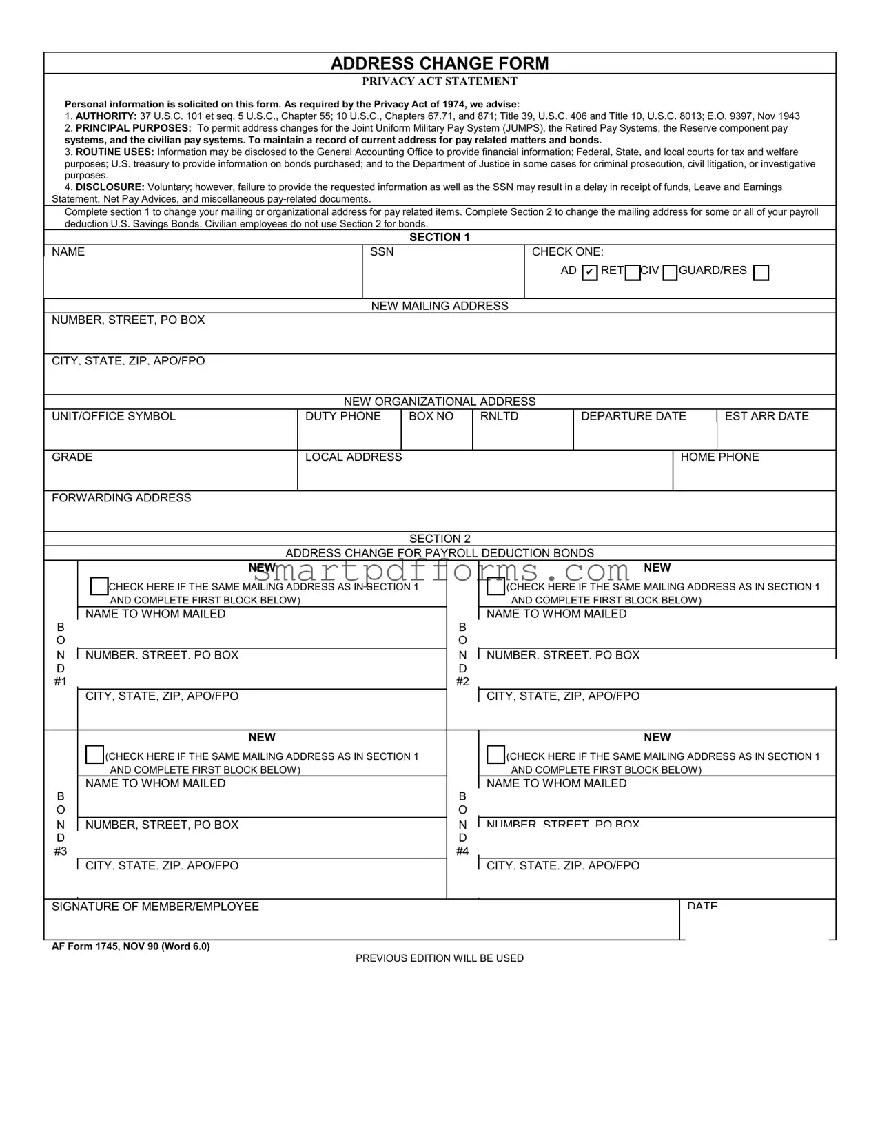 Blank Af 1745 PDF Template