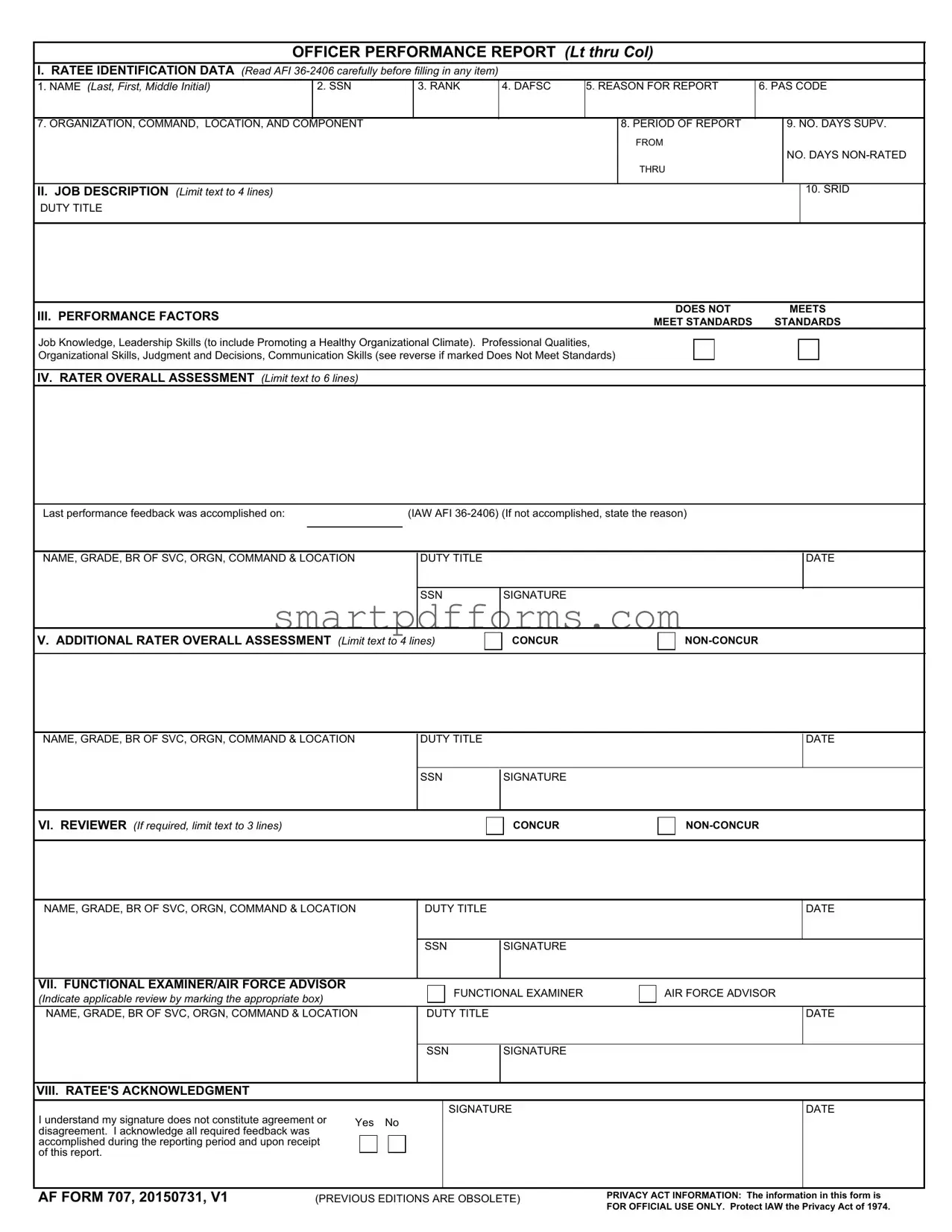 Blank Af 707 PDF Template