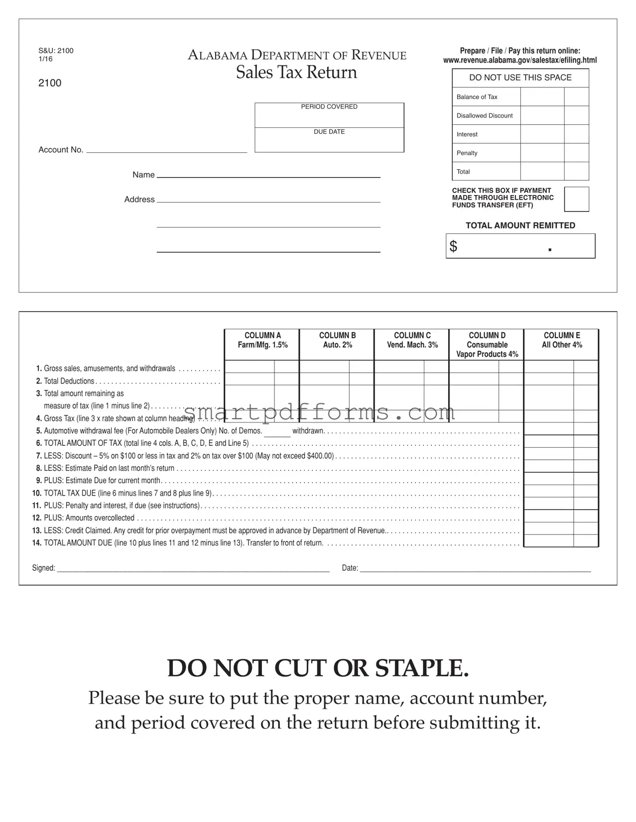 Blank Alabama 2100 PDF Template
