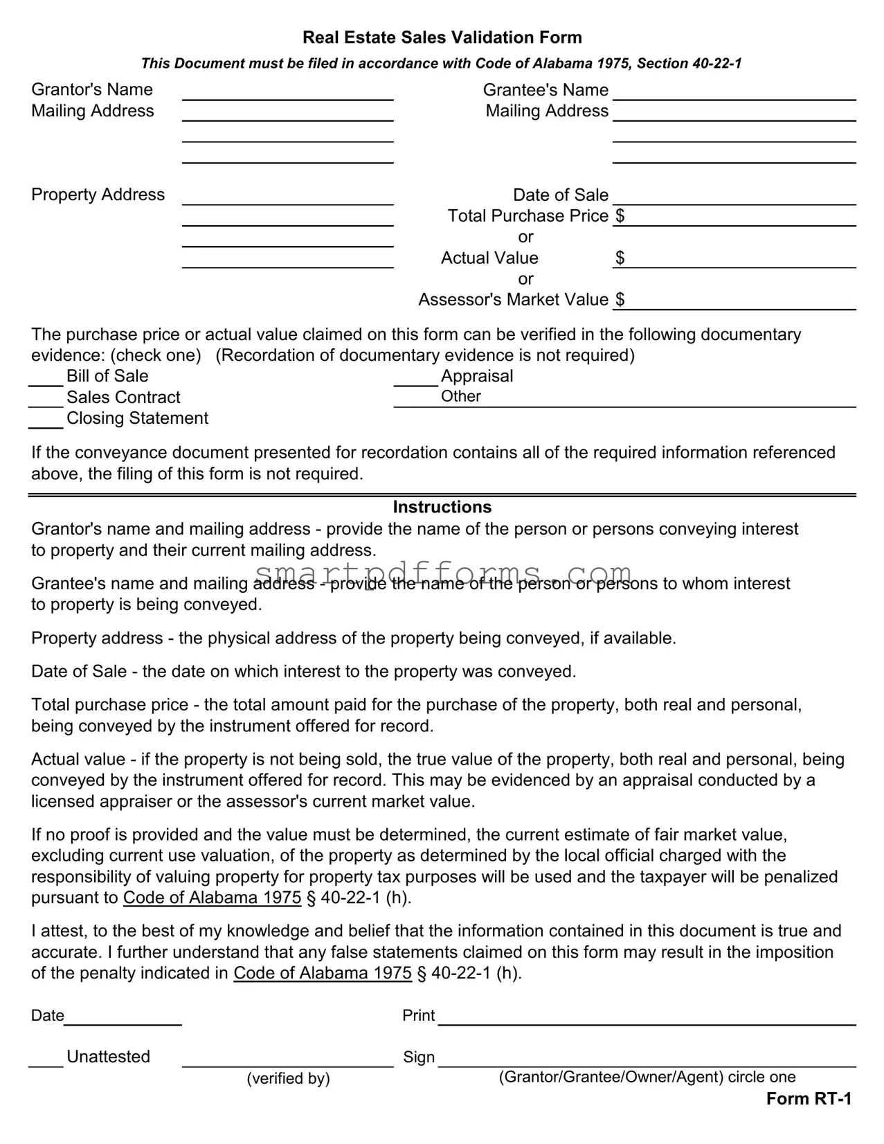 Blank Alabama Rt 1 PDF Template