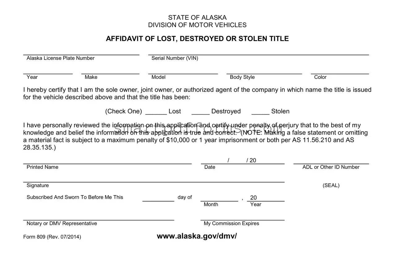Blank Alaska 809 PDF Template