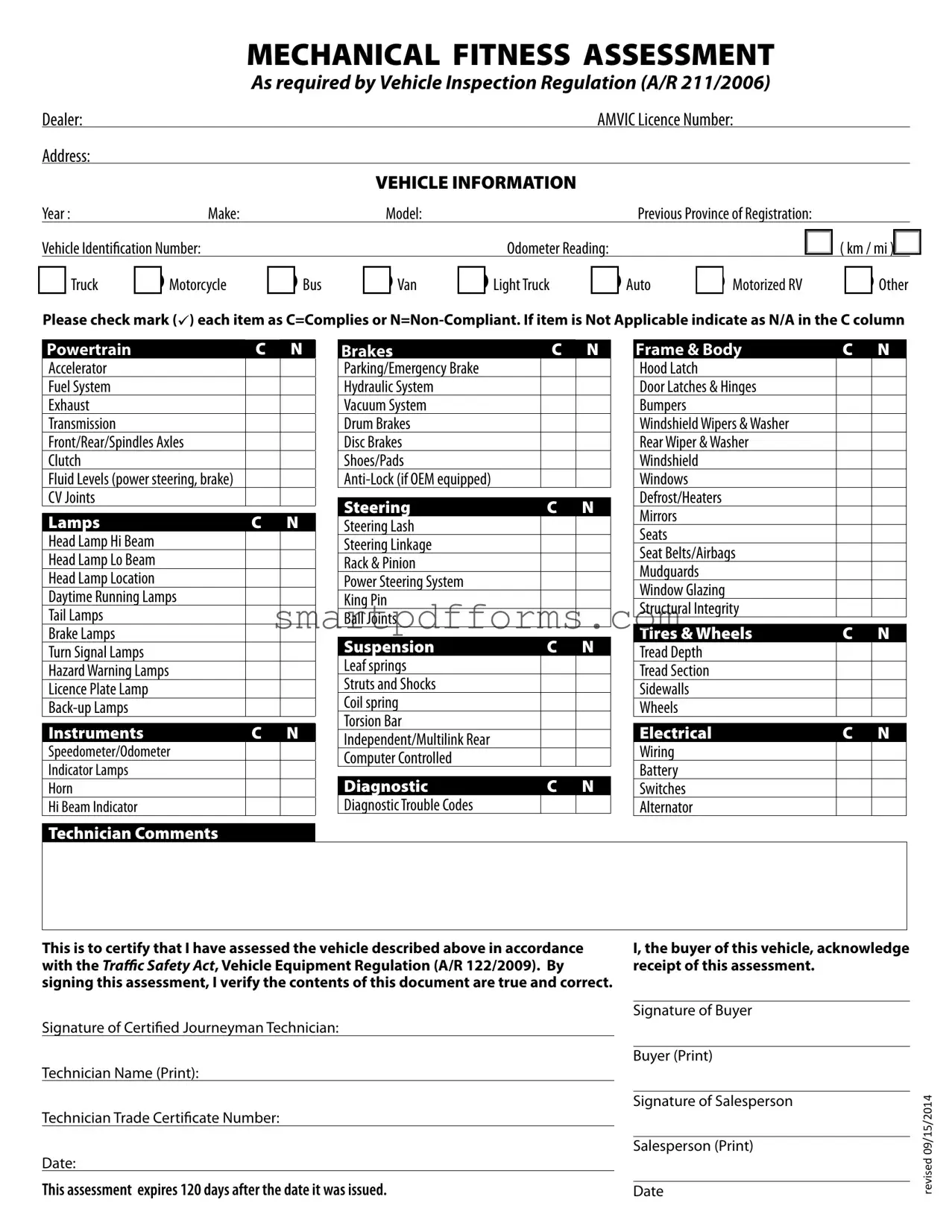 Blank Alberta Insurance Inspection PDF Template