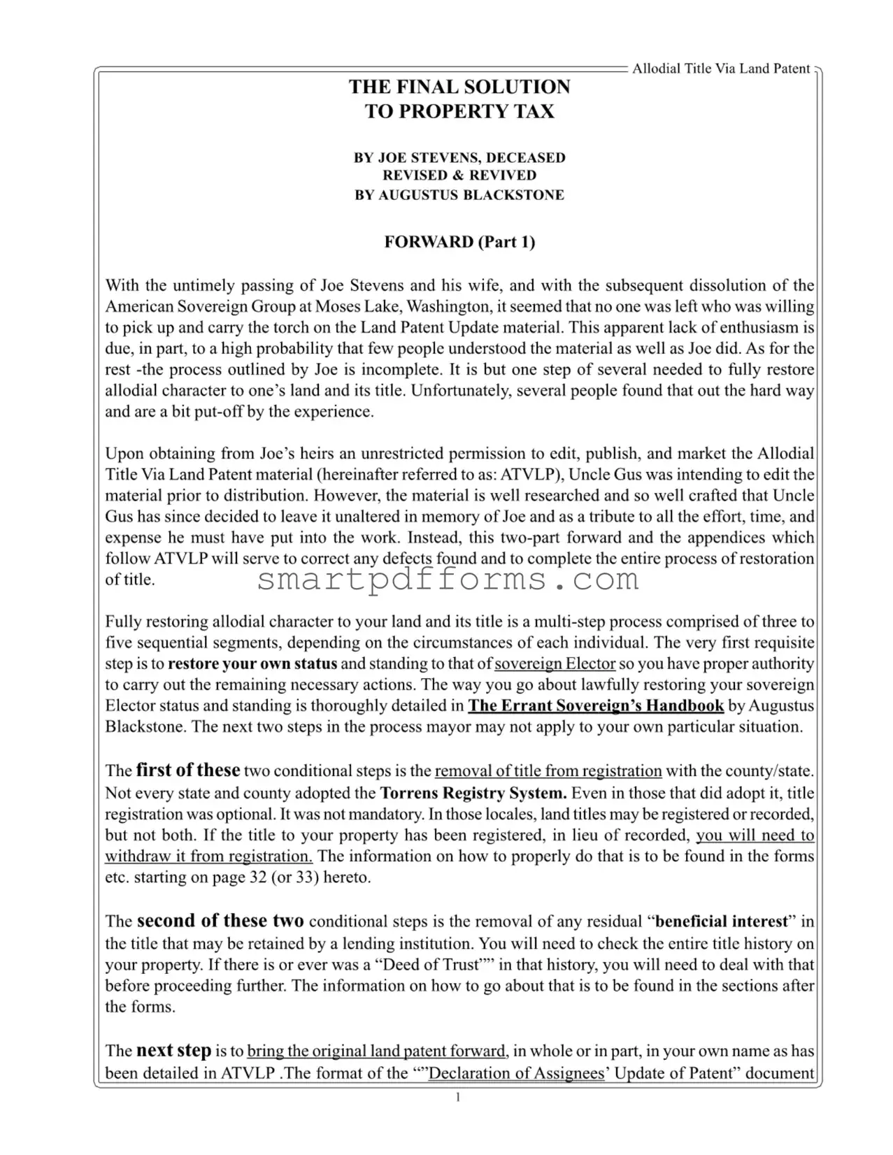 Blank Allodial Title PDF Template
