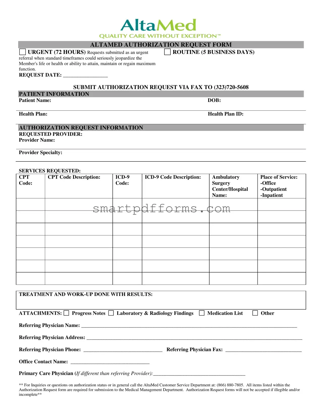Blank Altamed PDF Template