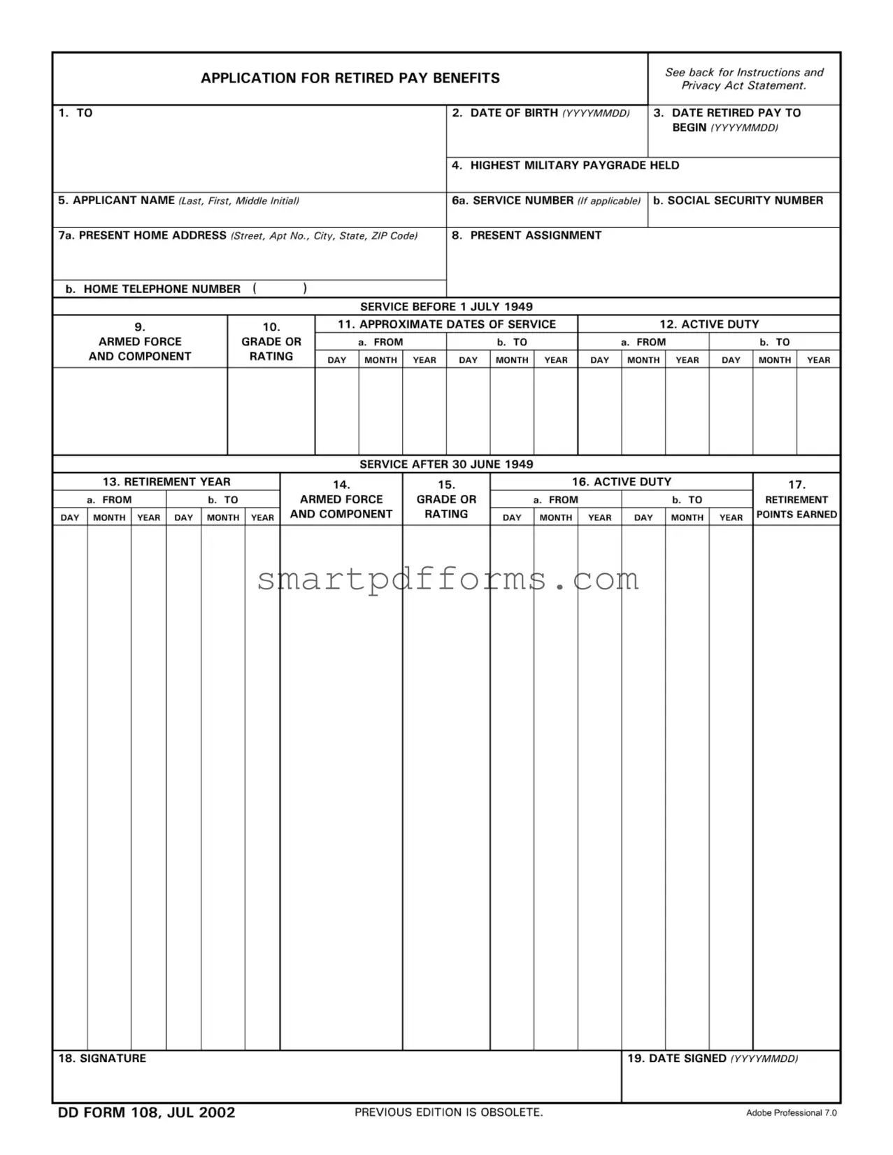 Blank Dd 108 PDF Template