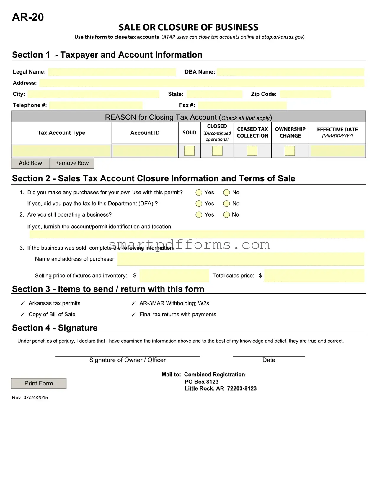 Blank Ar 20 PDF Template