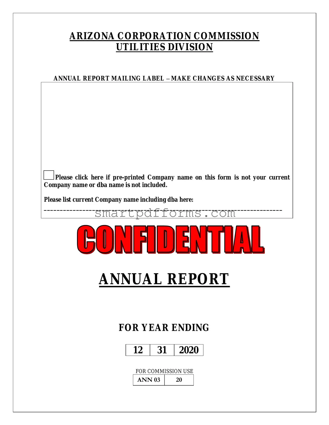 Blank Arizona Annual Report PDF Template