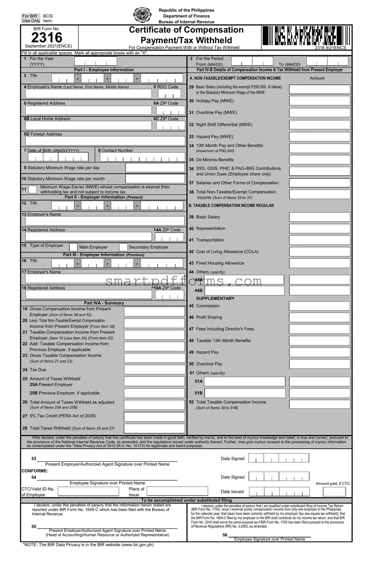 Blank Bir 2316 PDF Template