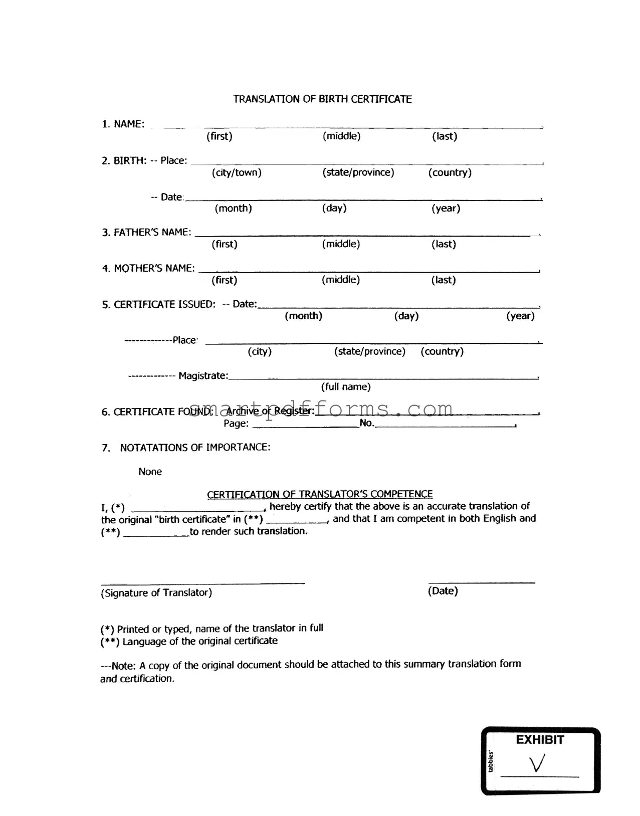 Blank Birth Certificate PDF Template