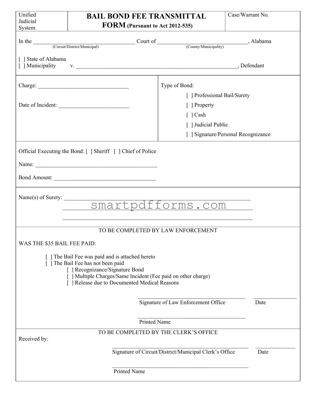 Blank Bond Release Alabama PDF Template