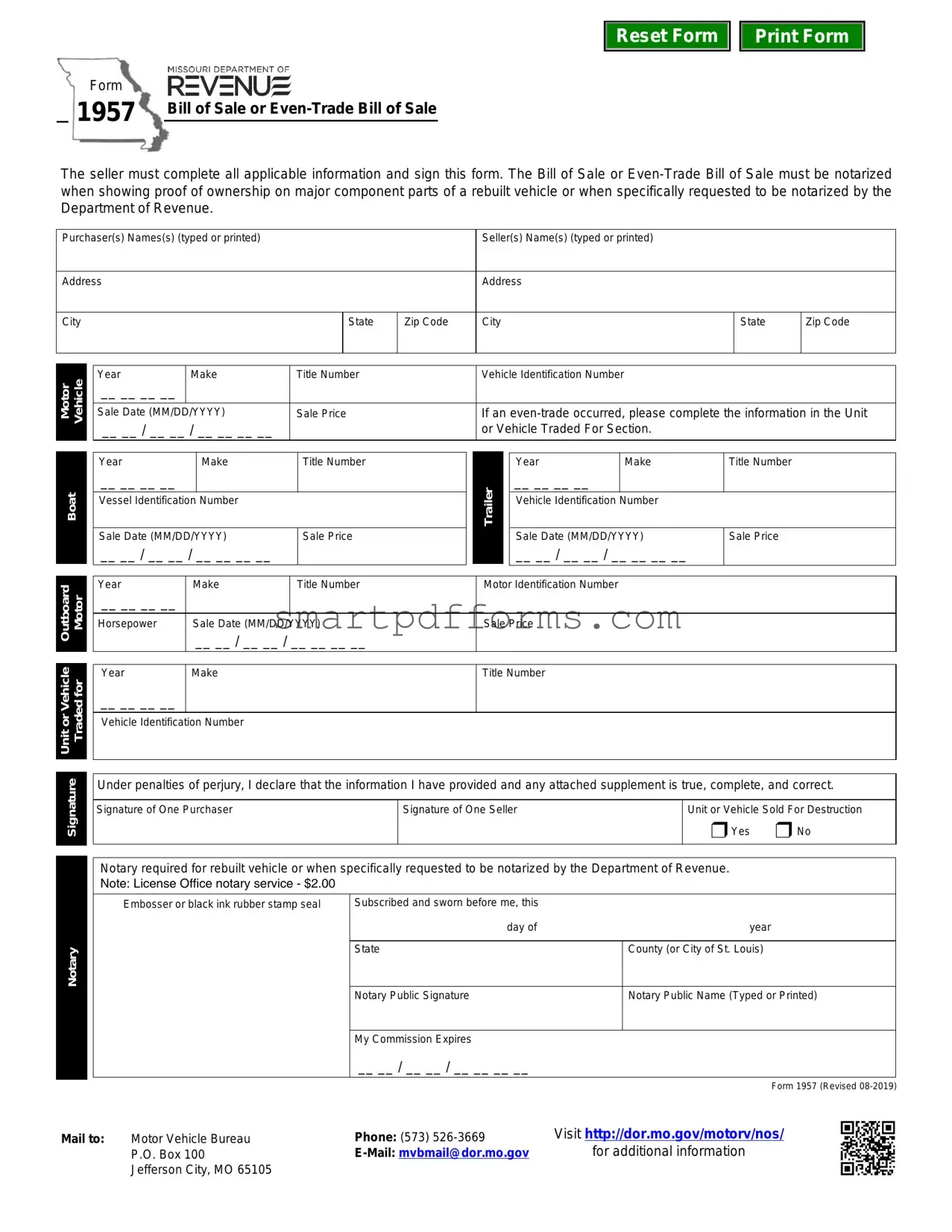 Blank BOS PDF Template