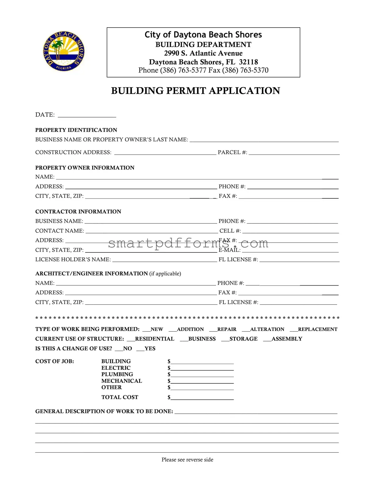 Blank Building Permit PDF Template