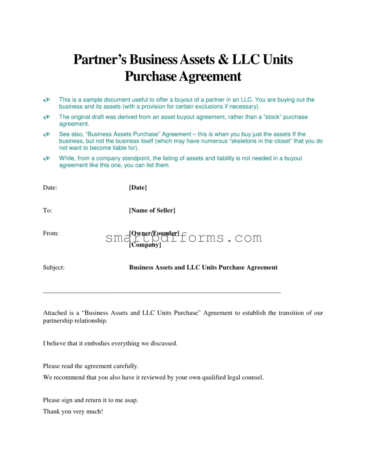 Blank Buyout Agreement PDF Template