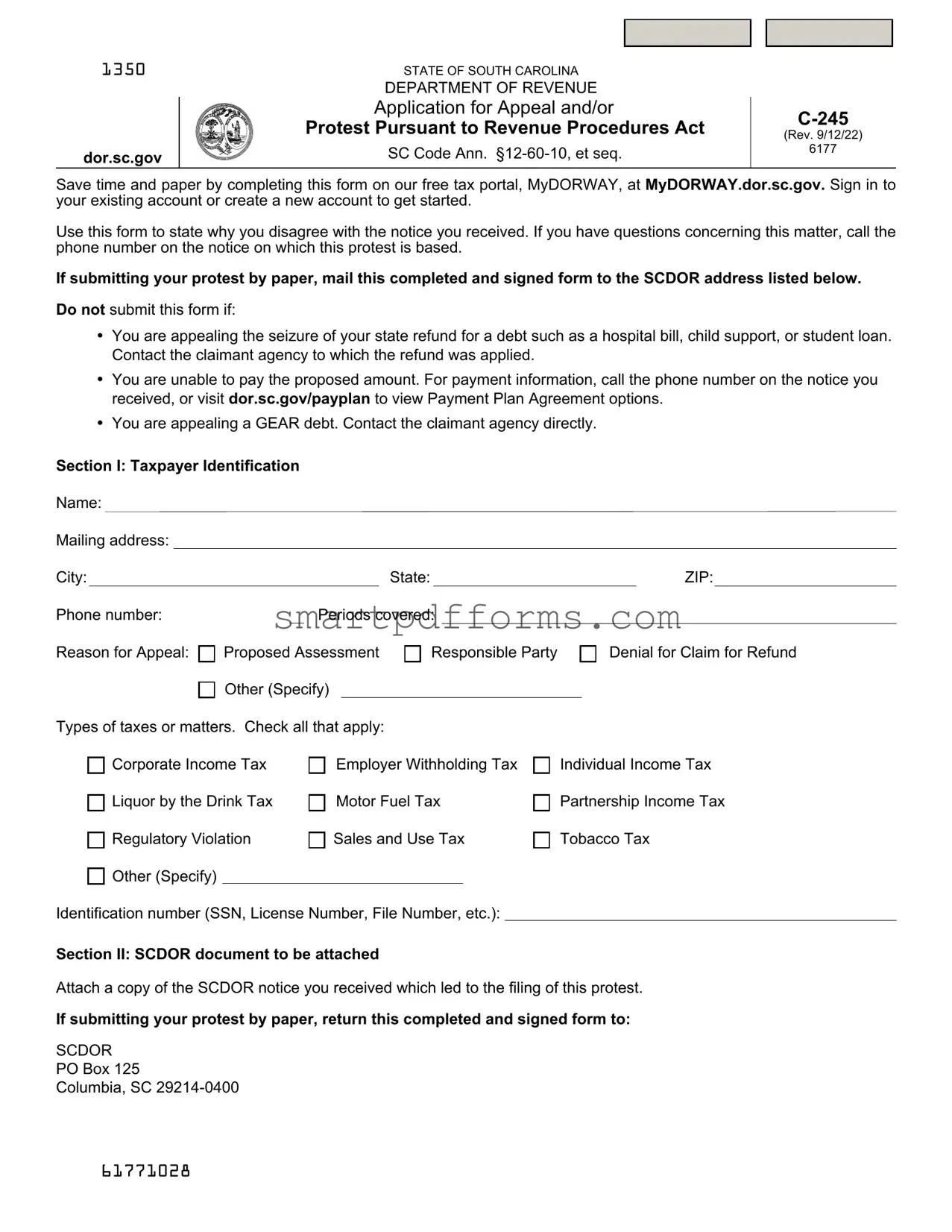 Blank C 245 Carolina PDF Template