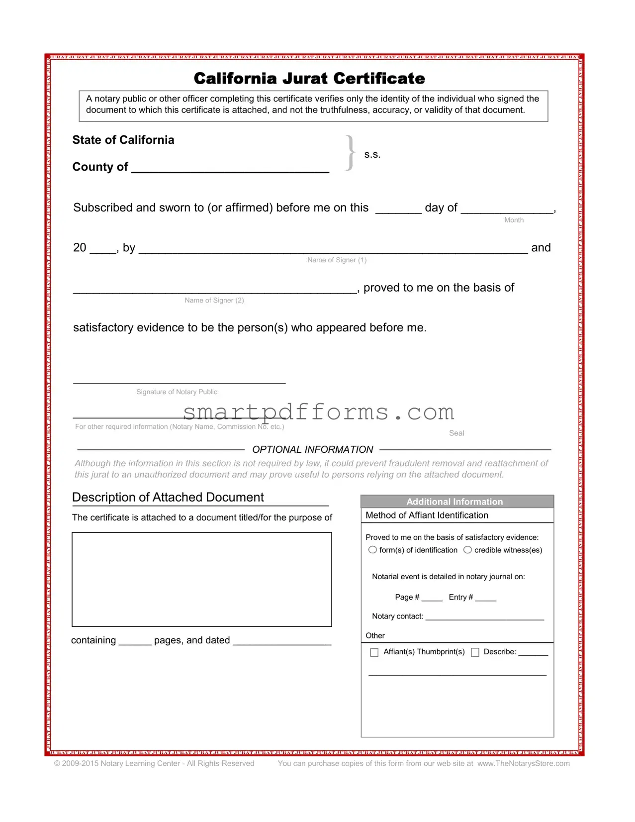 Blank California Jurat PDF Template