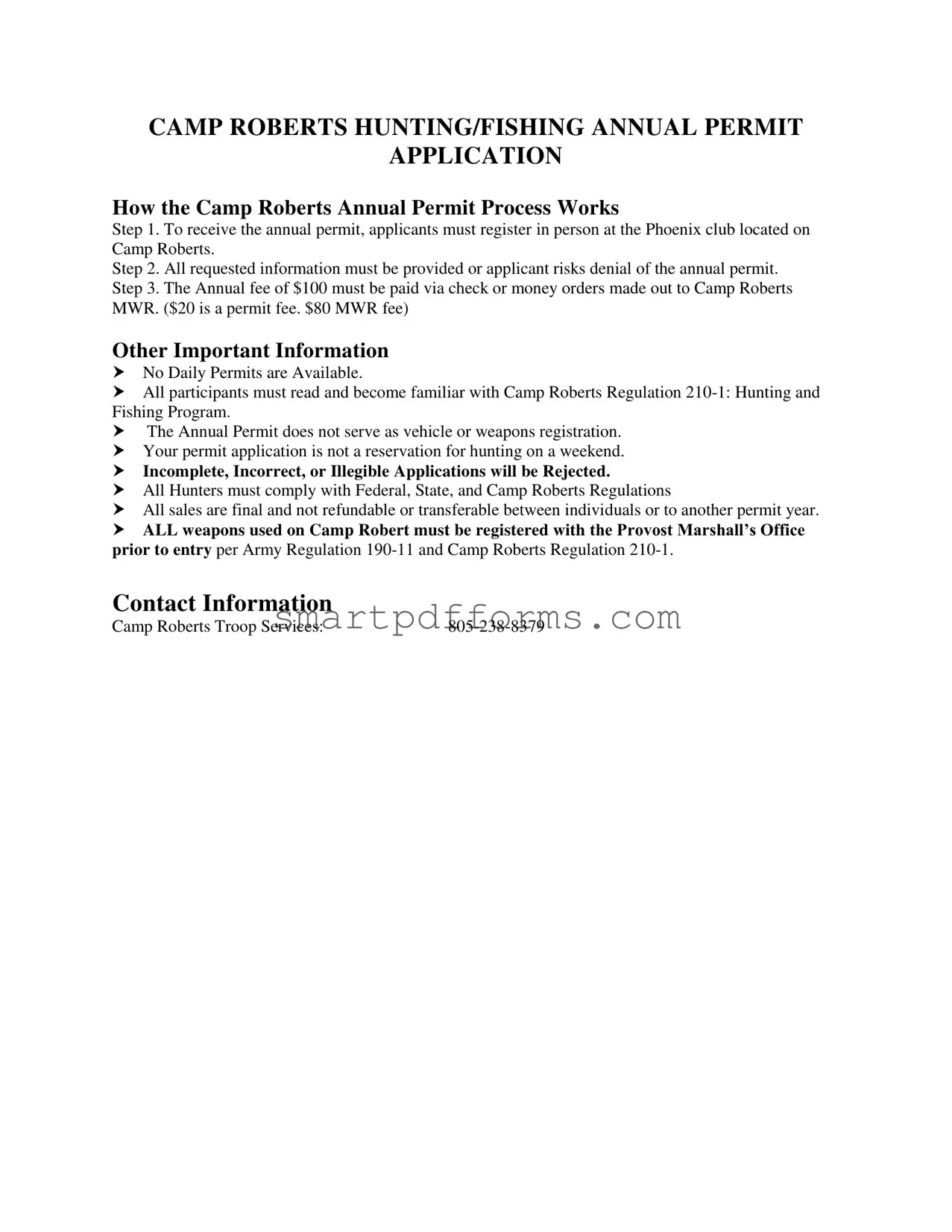 Blank Camp Roberts Hunting PDF Template
