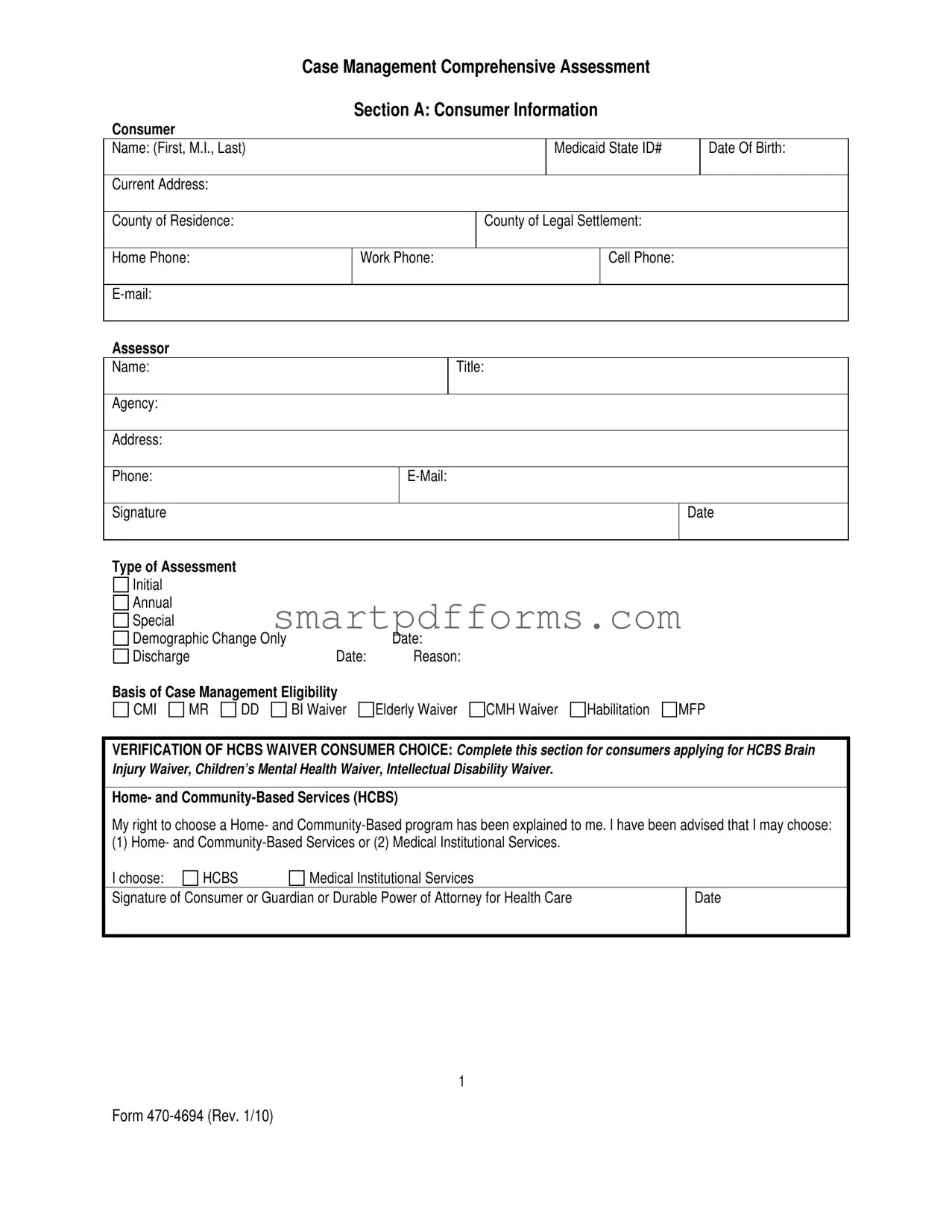 Blank Case Management Assessment PDF Template