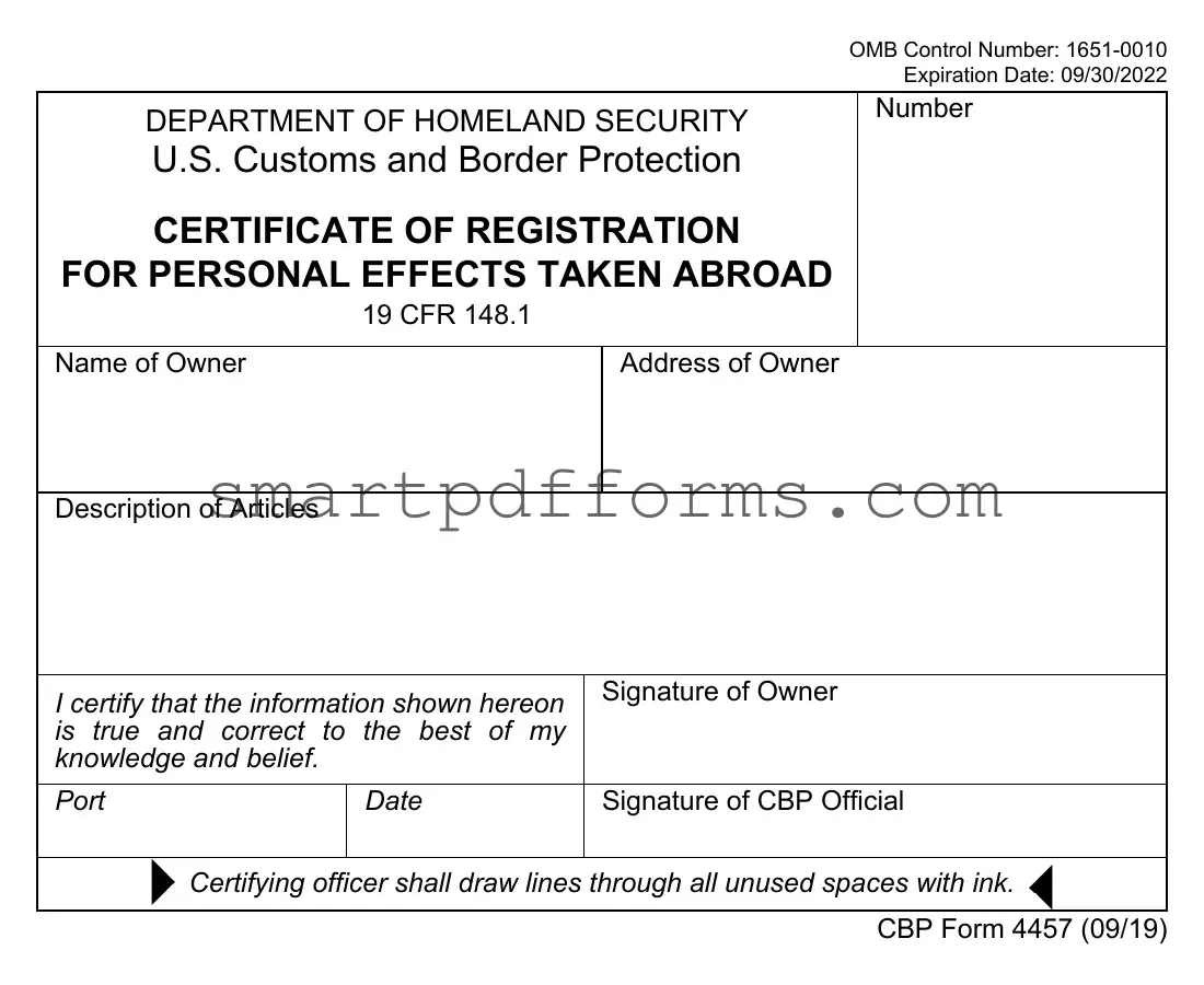 Blank Cbp 4457 PDF Template