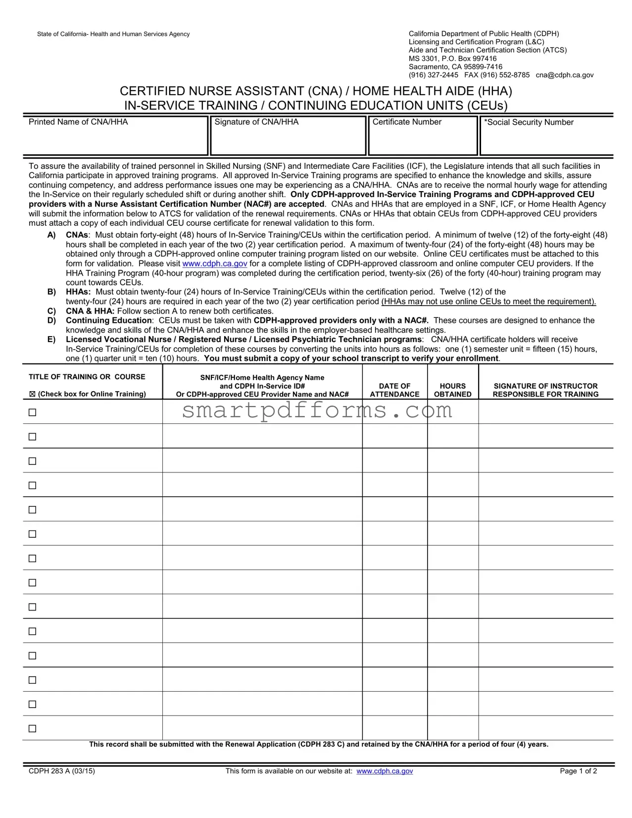 Blank Cdph 283 A PDF Template