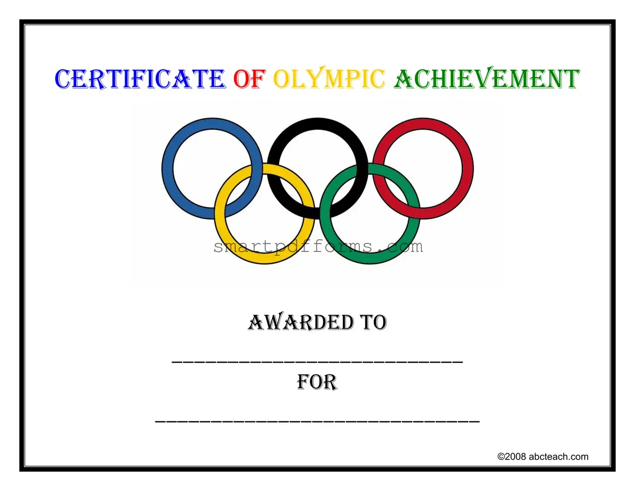 Blank Certificate Olympic PDF Template