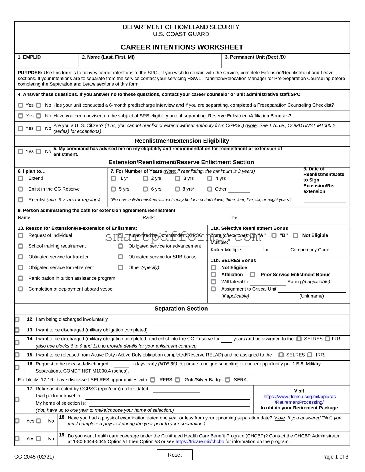 Blank Cg 2045 PDF Template