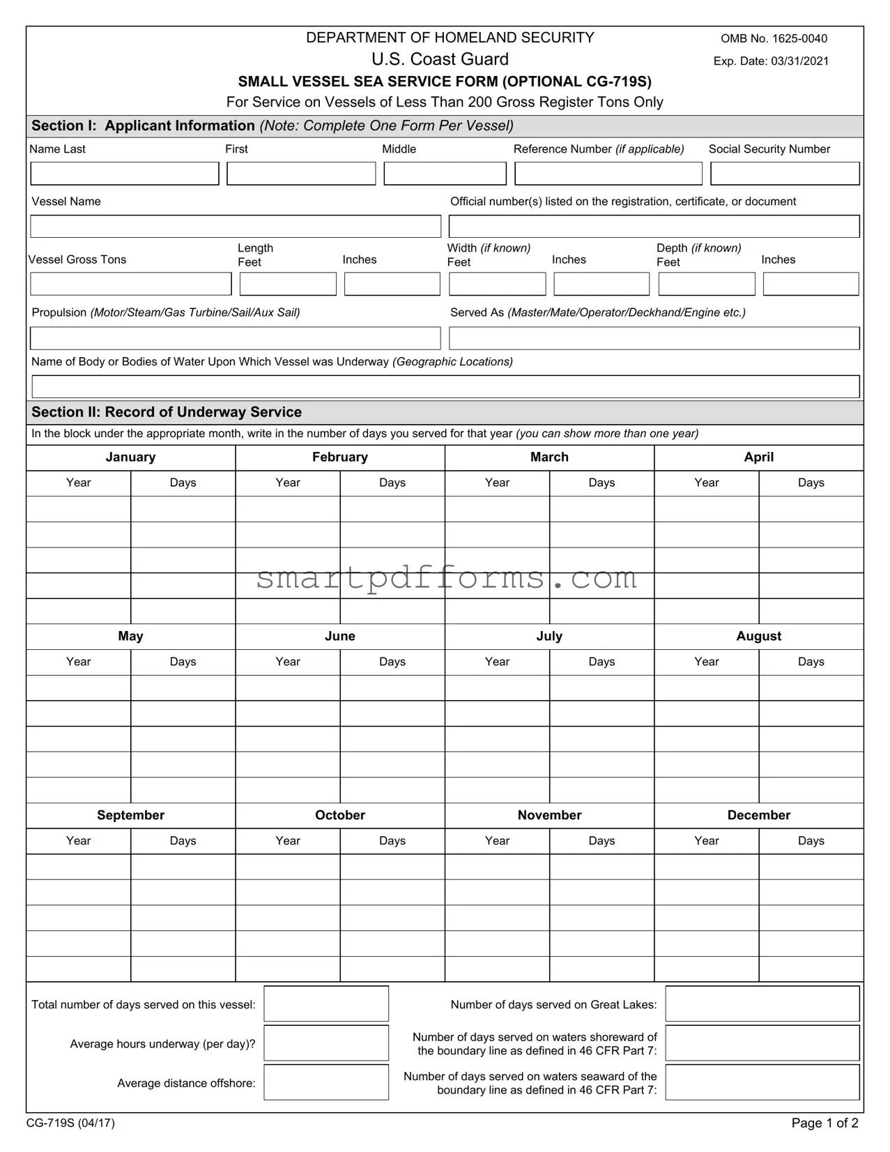 Blank Cg 719S PDF Template
