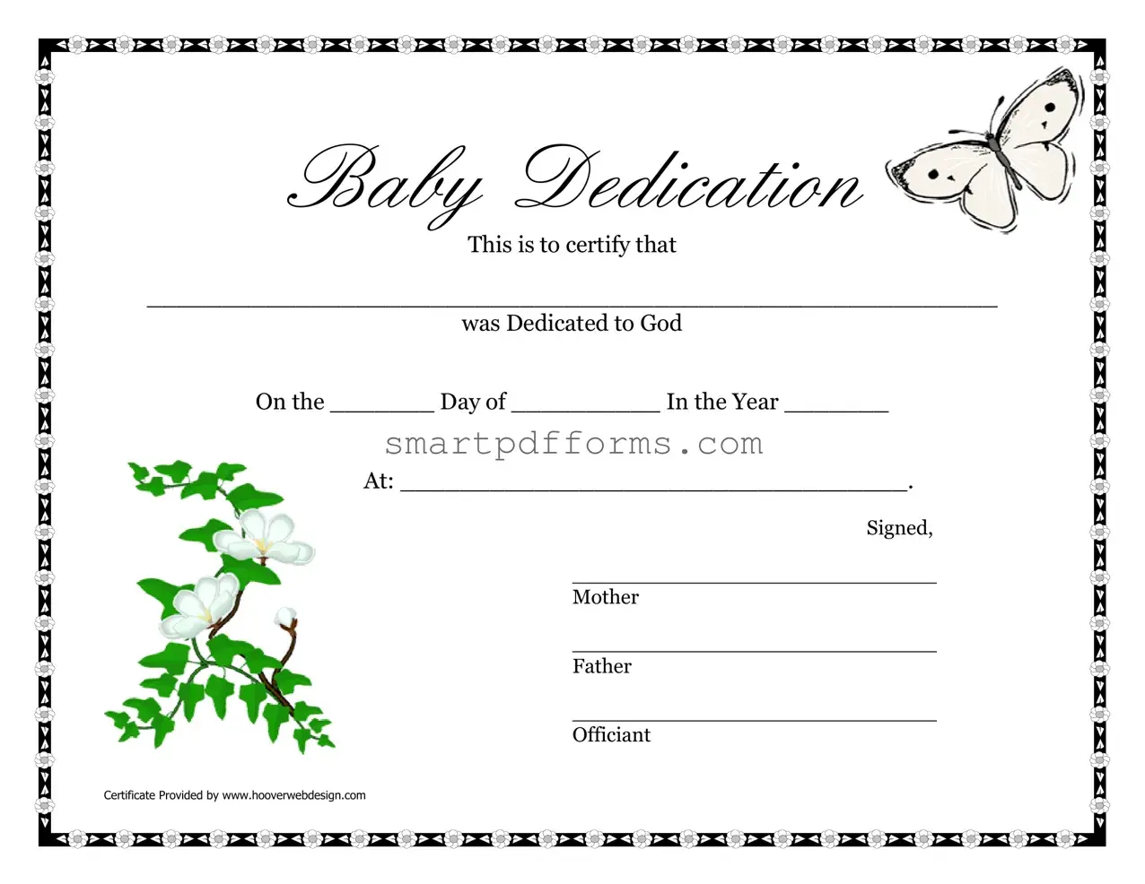 Blank Child Dedication Certificate PDF Template