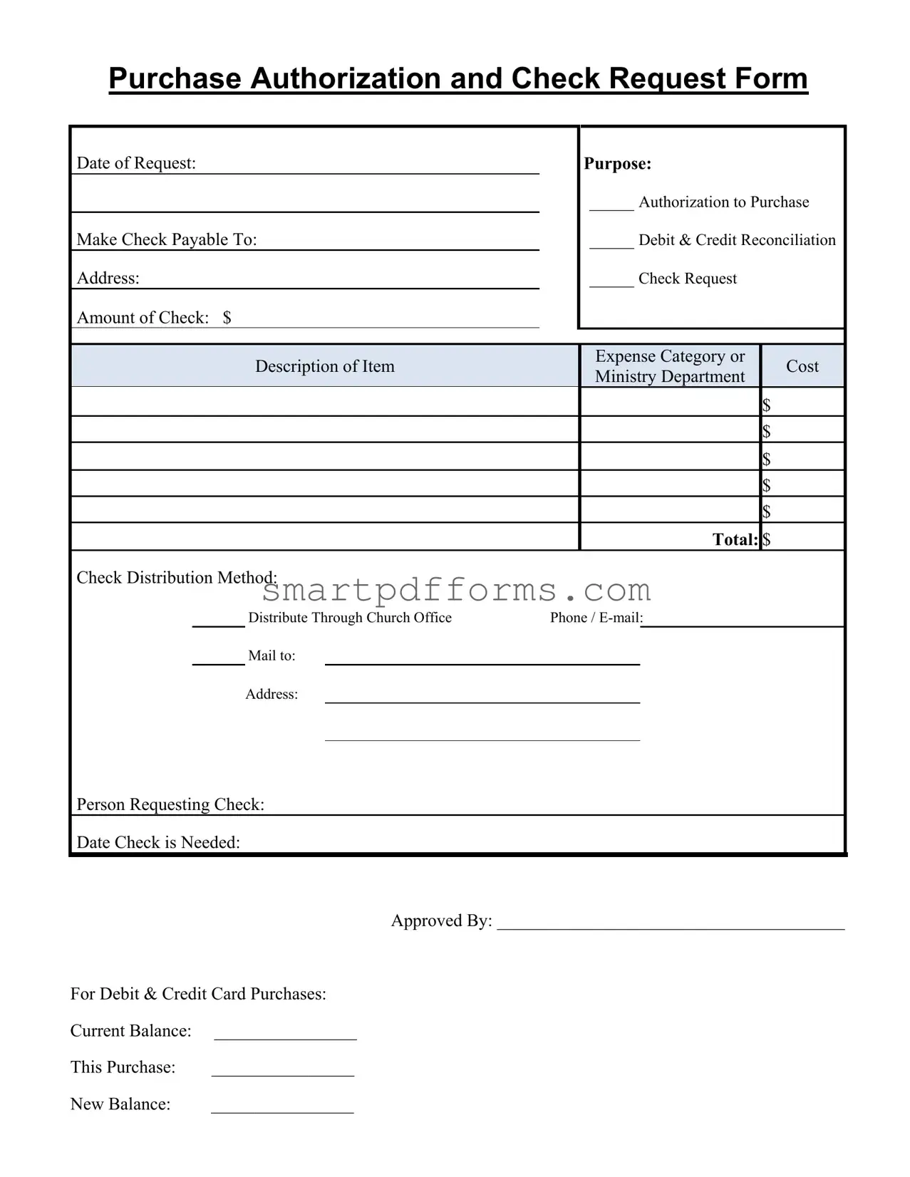 Blank Church Financial Expense PDF Template