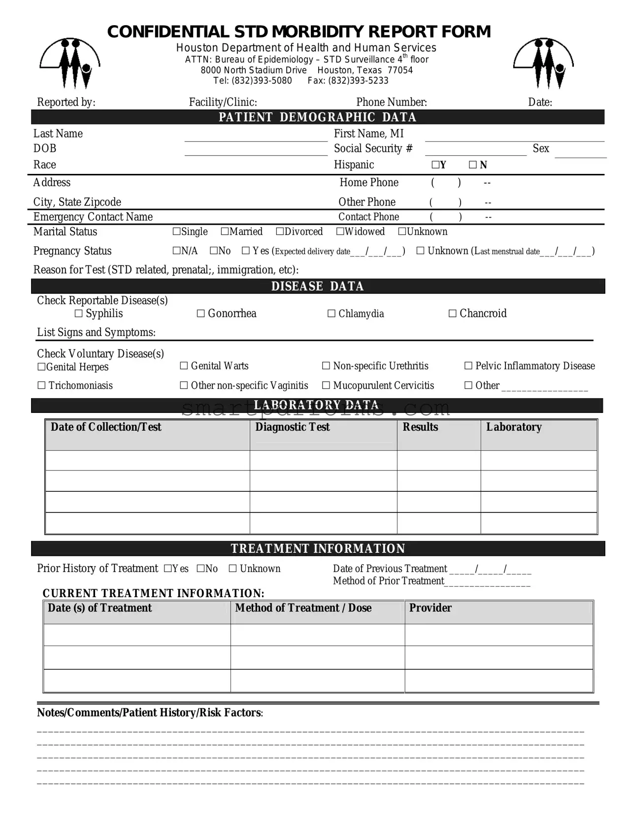 Blank Confidential Std Morbidity Report PDF Template