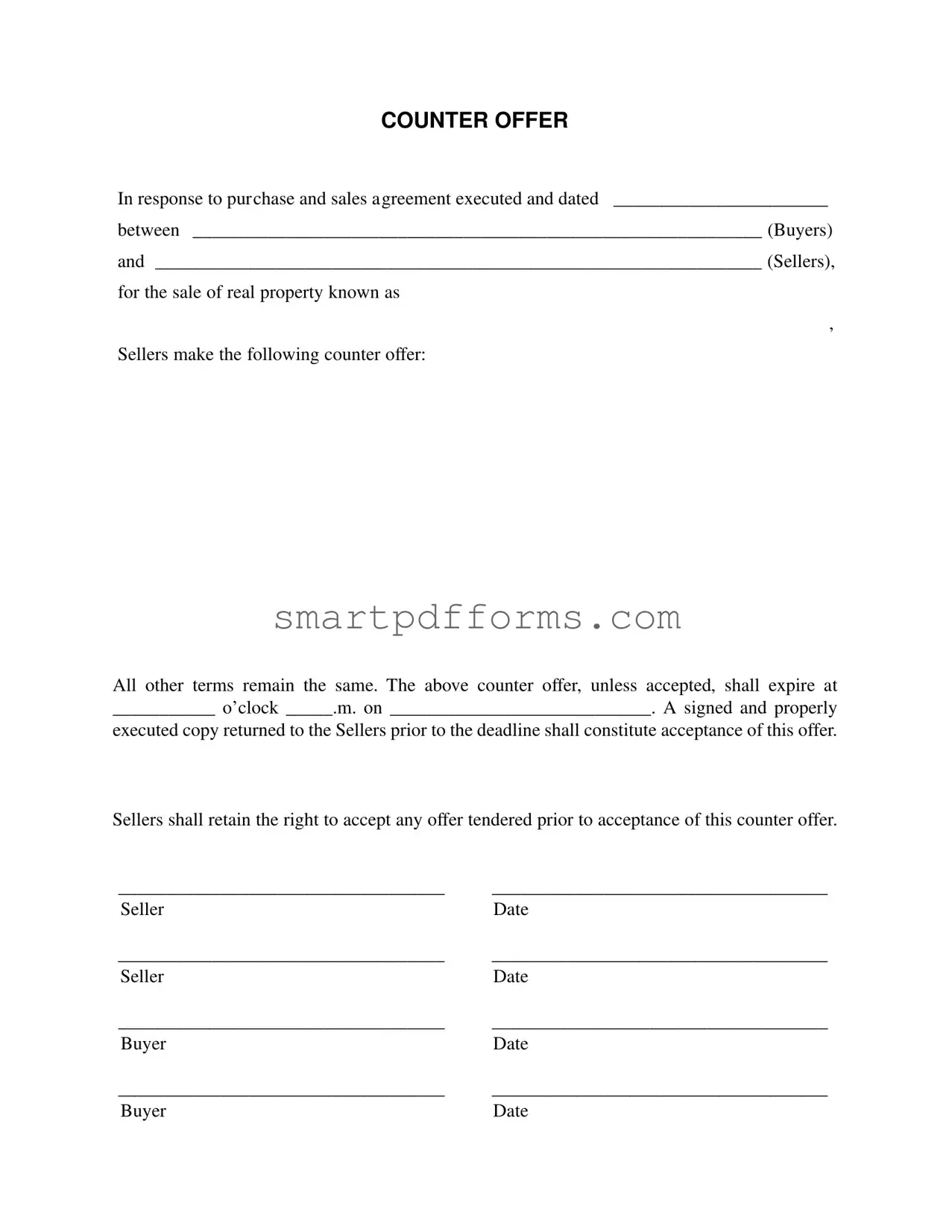 Blank Counter Offer PDF Template
