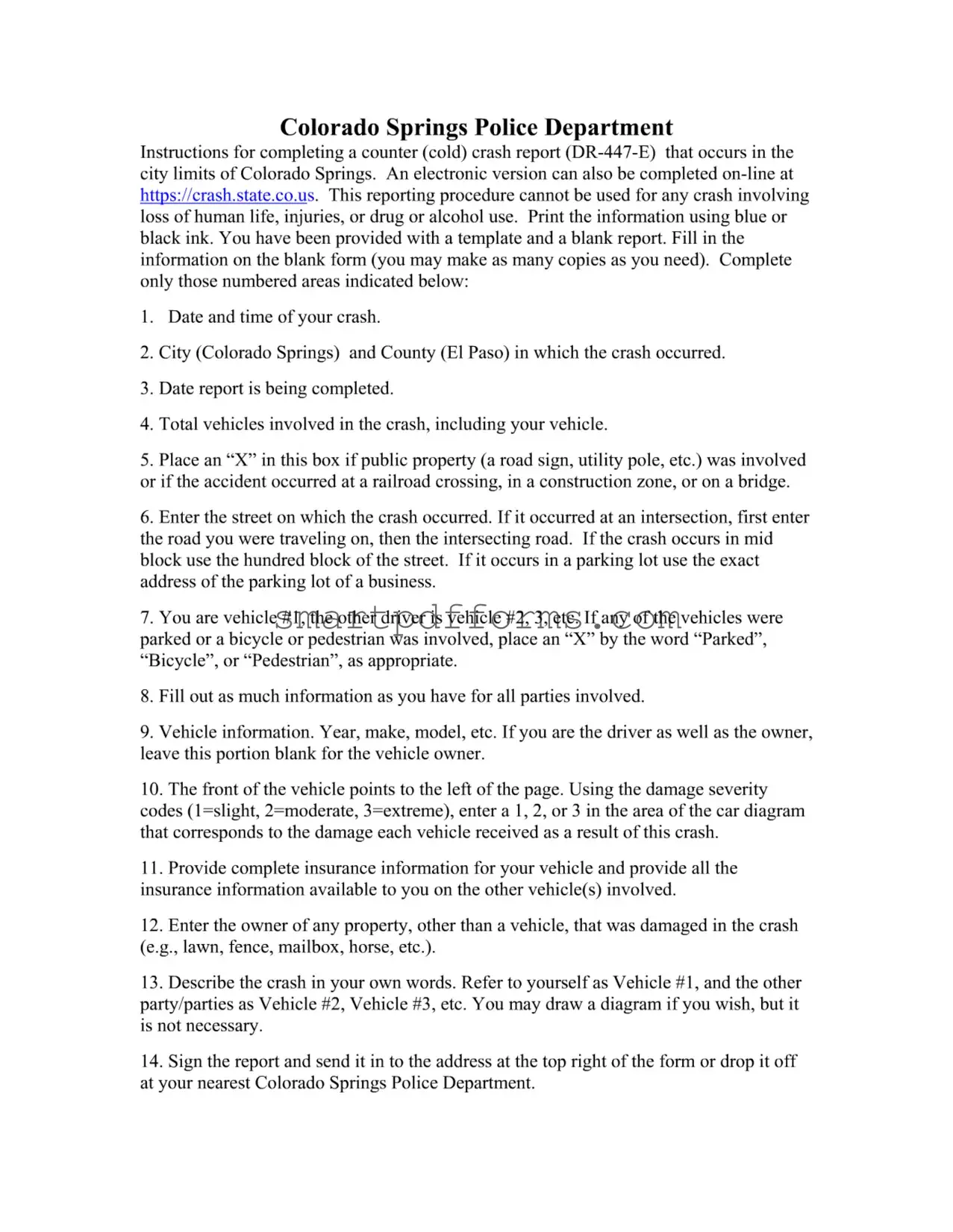 Blank Cspd Accident Report PDF Template