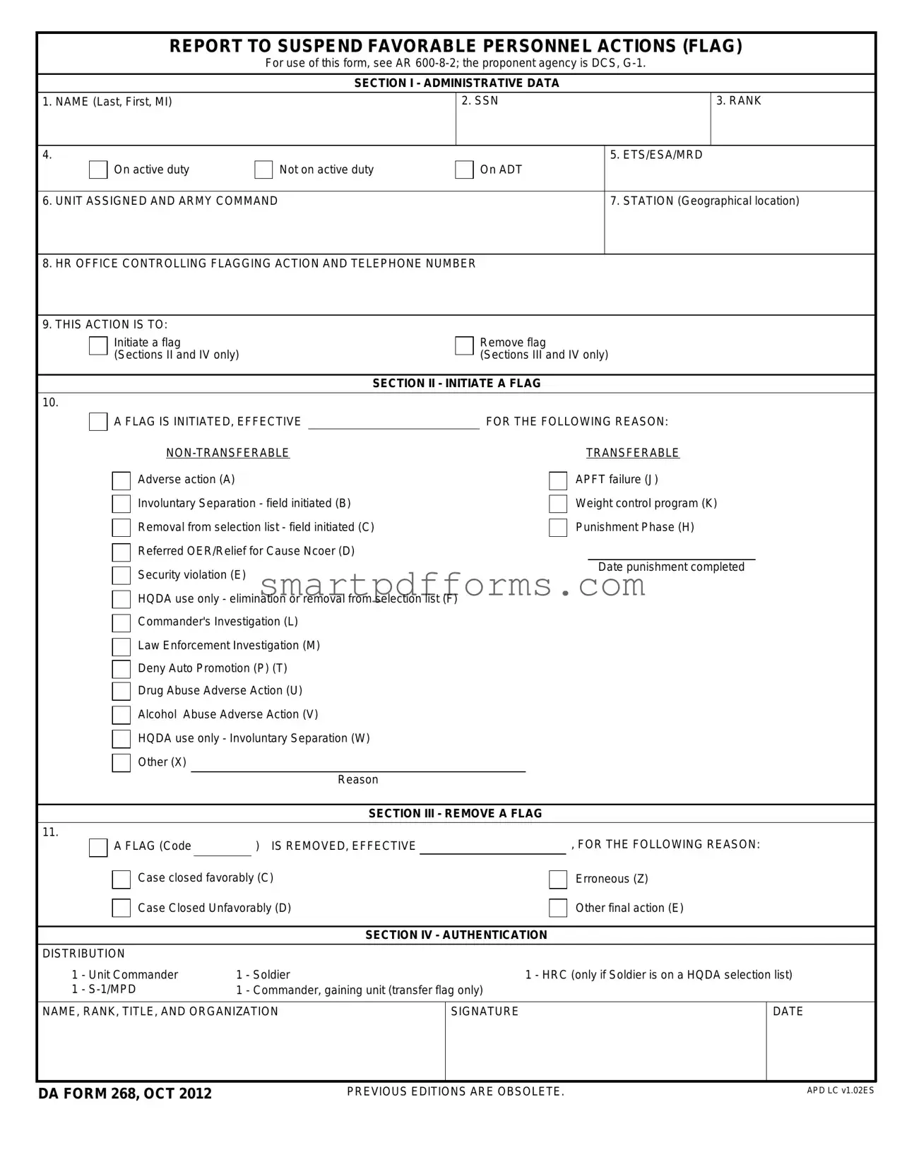 Blank Da 268 PDF Template