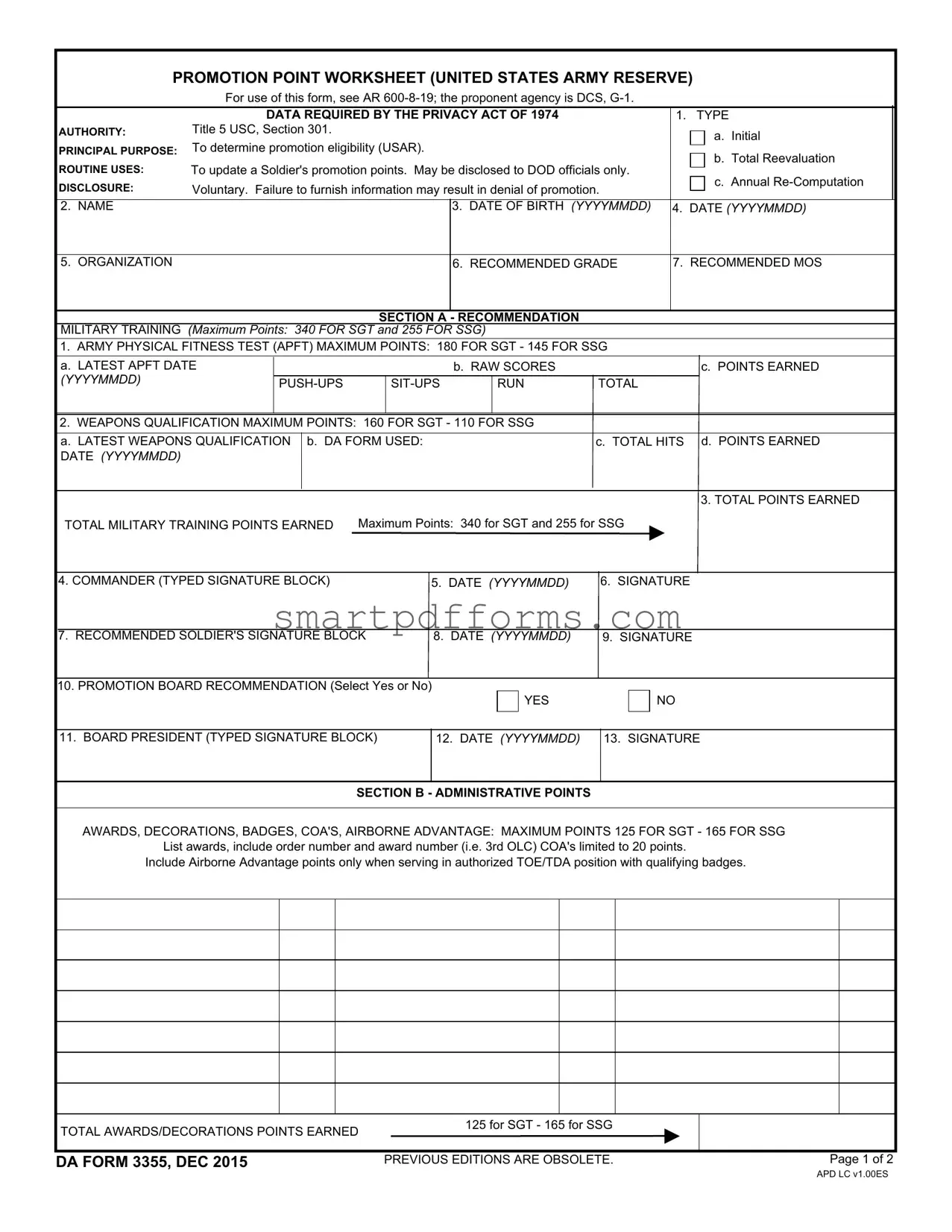 Blank Da 3355 PDF Template