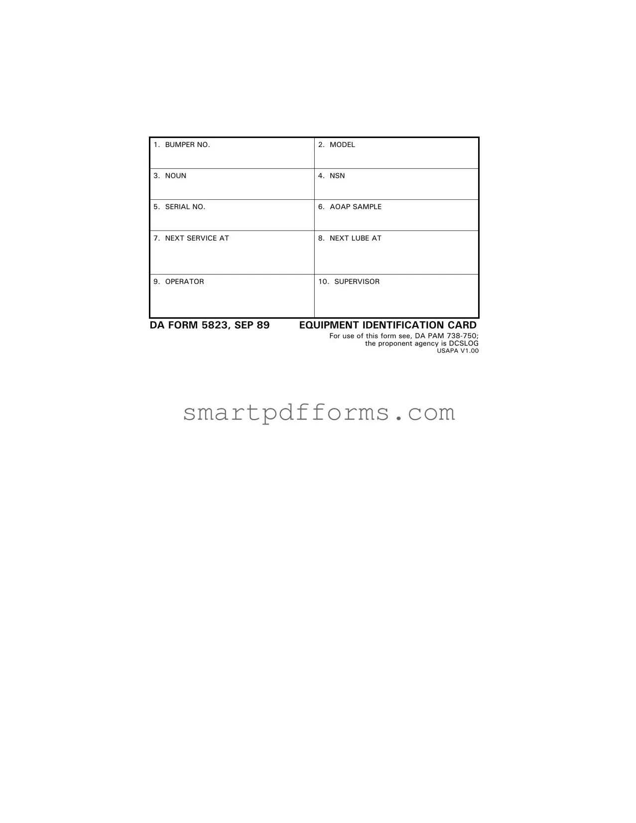 Blank Da 5823 PDF Template