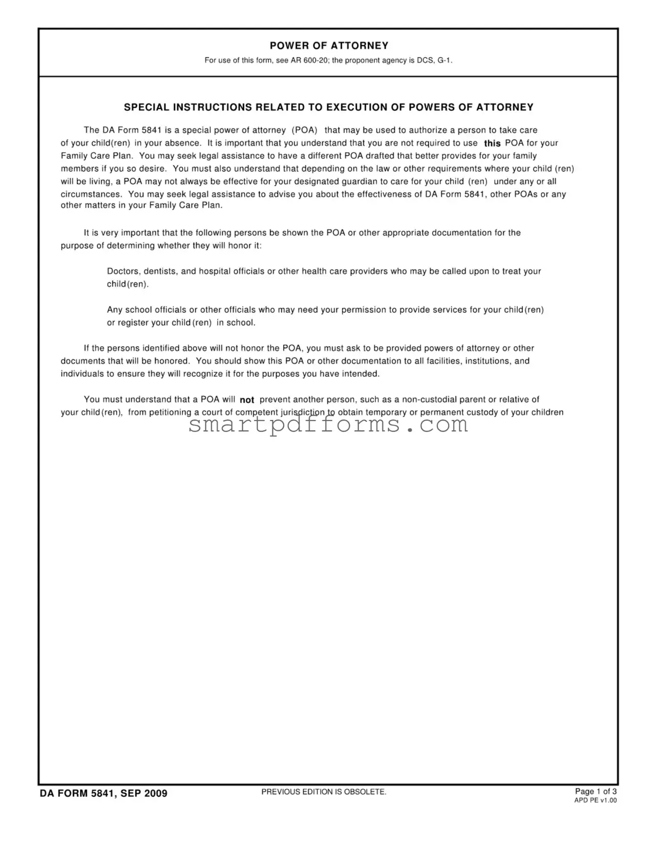 Blank Da 5841 PDF Template