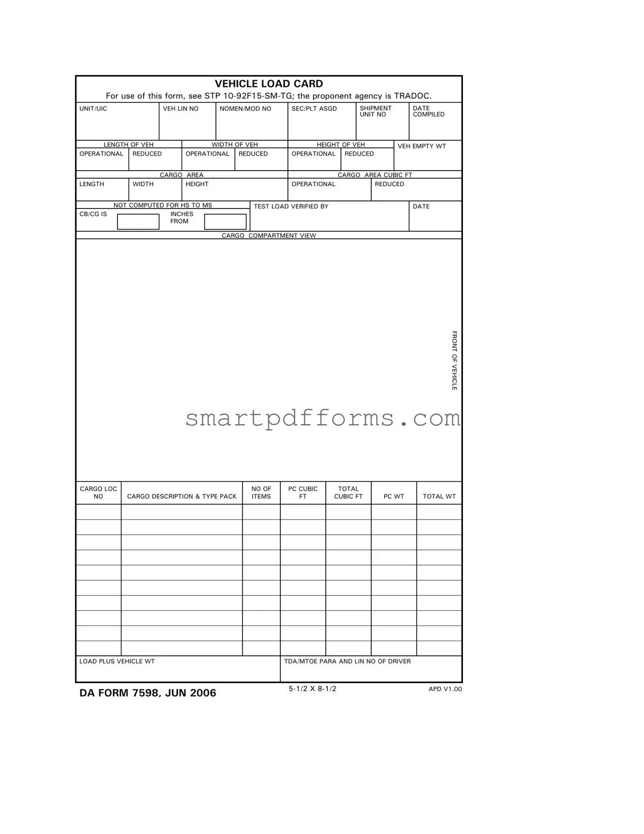 Blank Da 7598 PDF Template