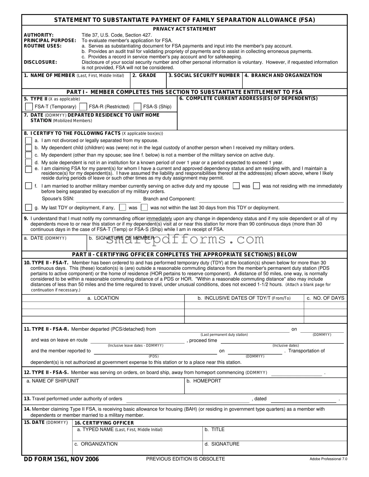 Blank Dd 1561 PDF Template