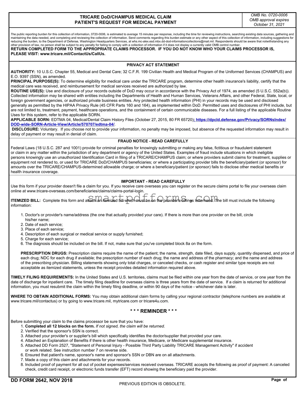 Blank Dd 2642 PDF Template