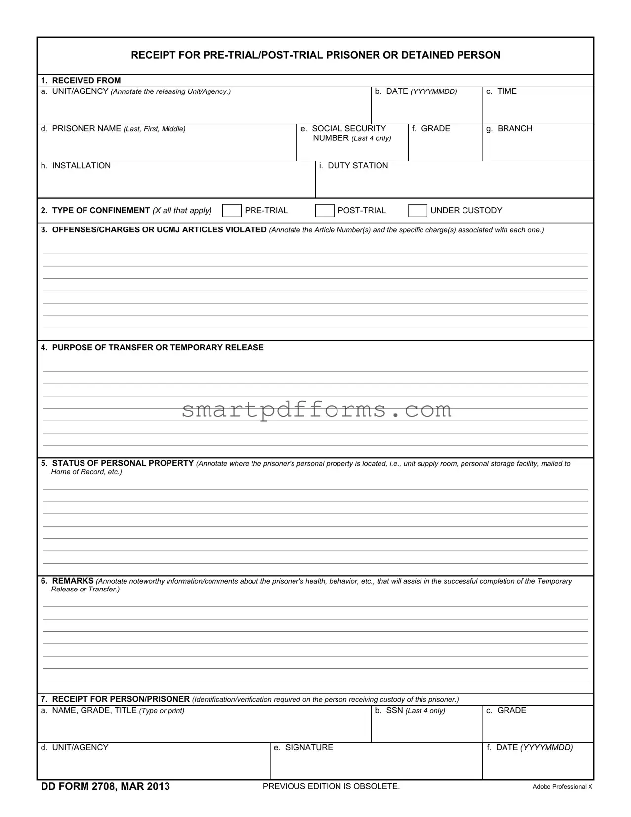 Blank Dd 2708 PDF Template