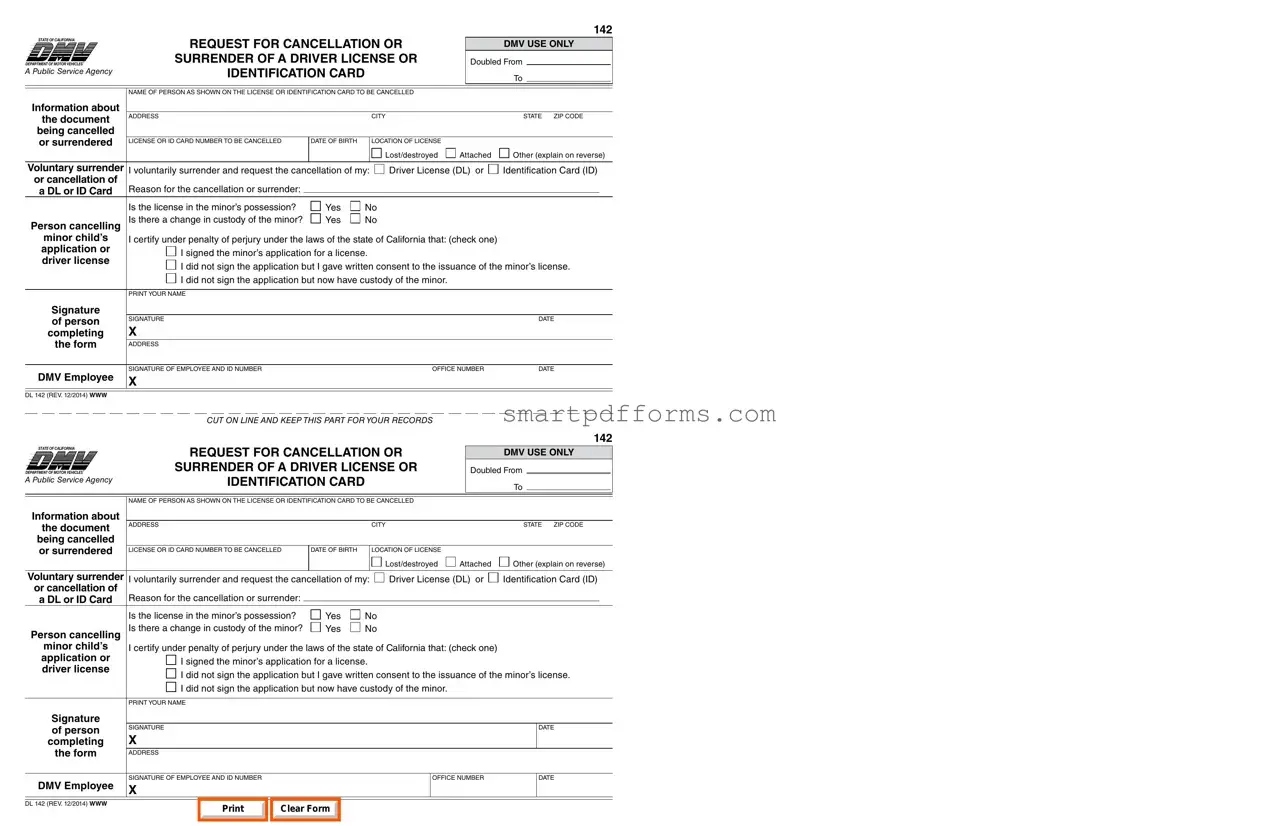 Blank Dmv Dl 142 PDF Template
