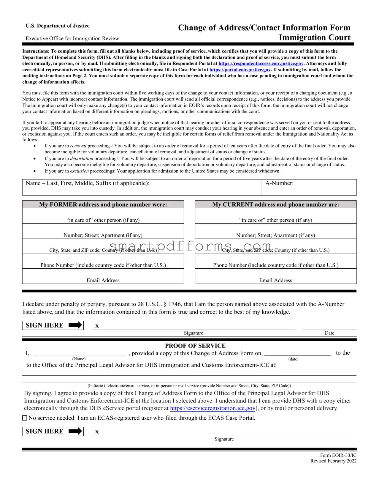 Blank Eoir 33 Ic PDF Template