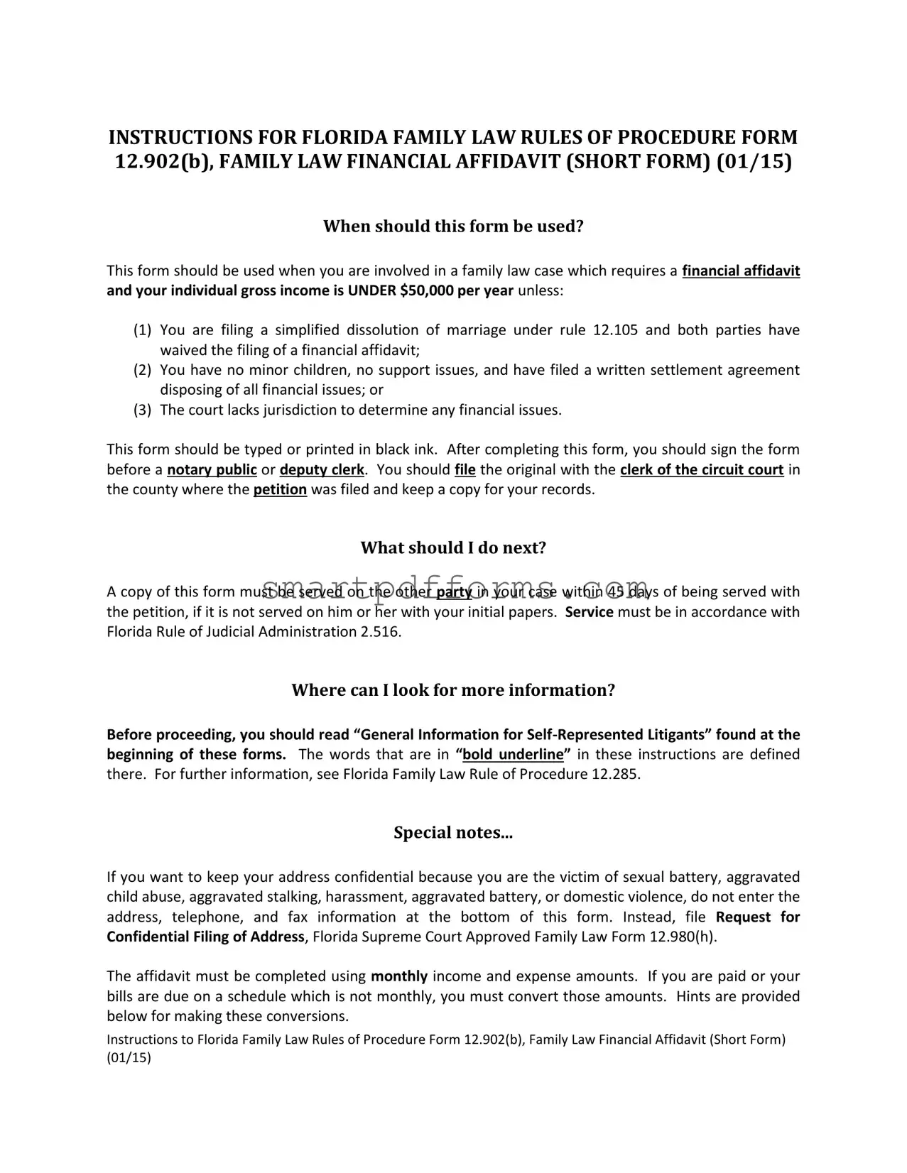 Blank Family Law Financial Affidavit 12 902 B PDF Template