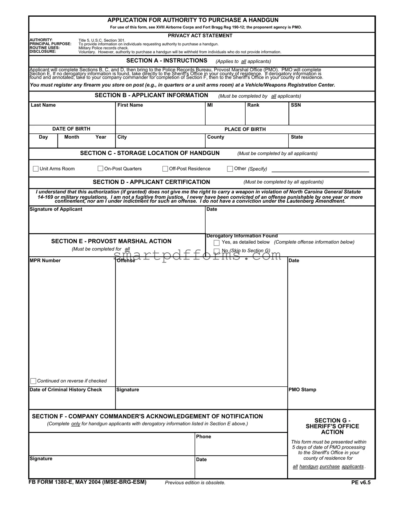 Blank Fb 1380 E PDF Template