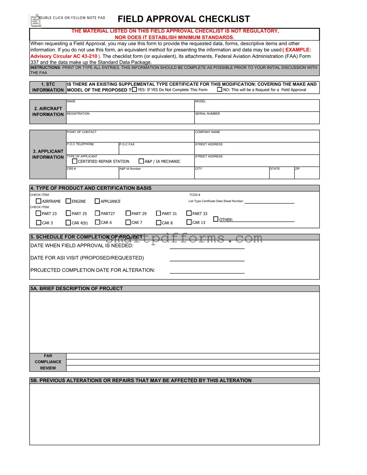 Blank Field Approval Checklist PDF Template
