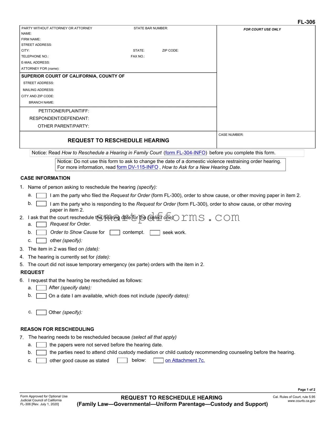 Blank Fl 306 PDF Template