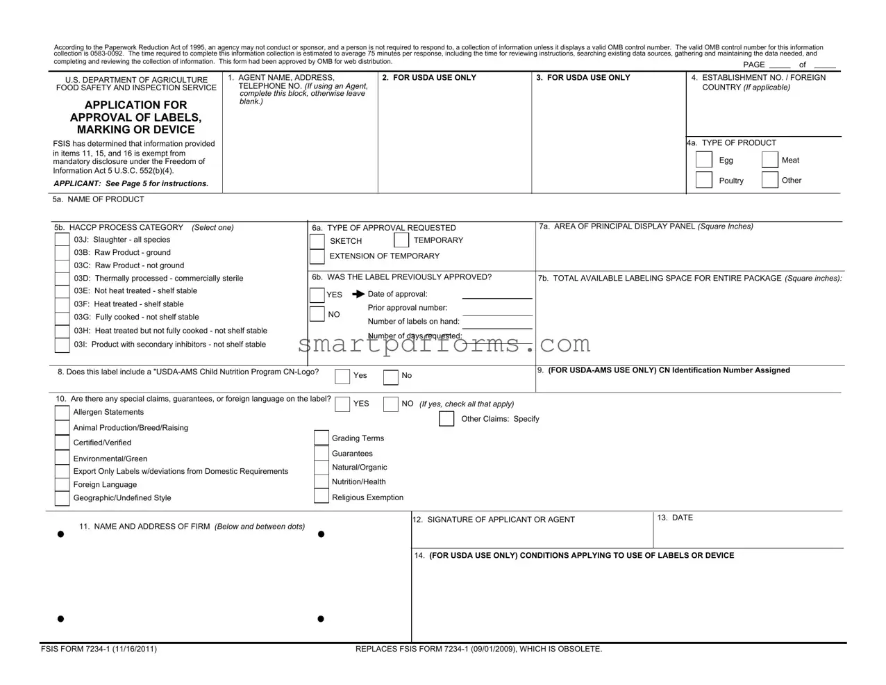 Blank Fsis 7234 1 PDF Template